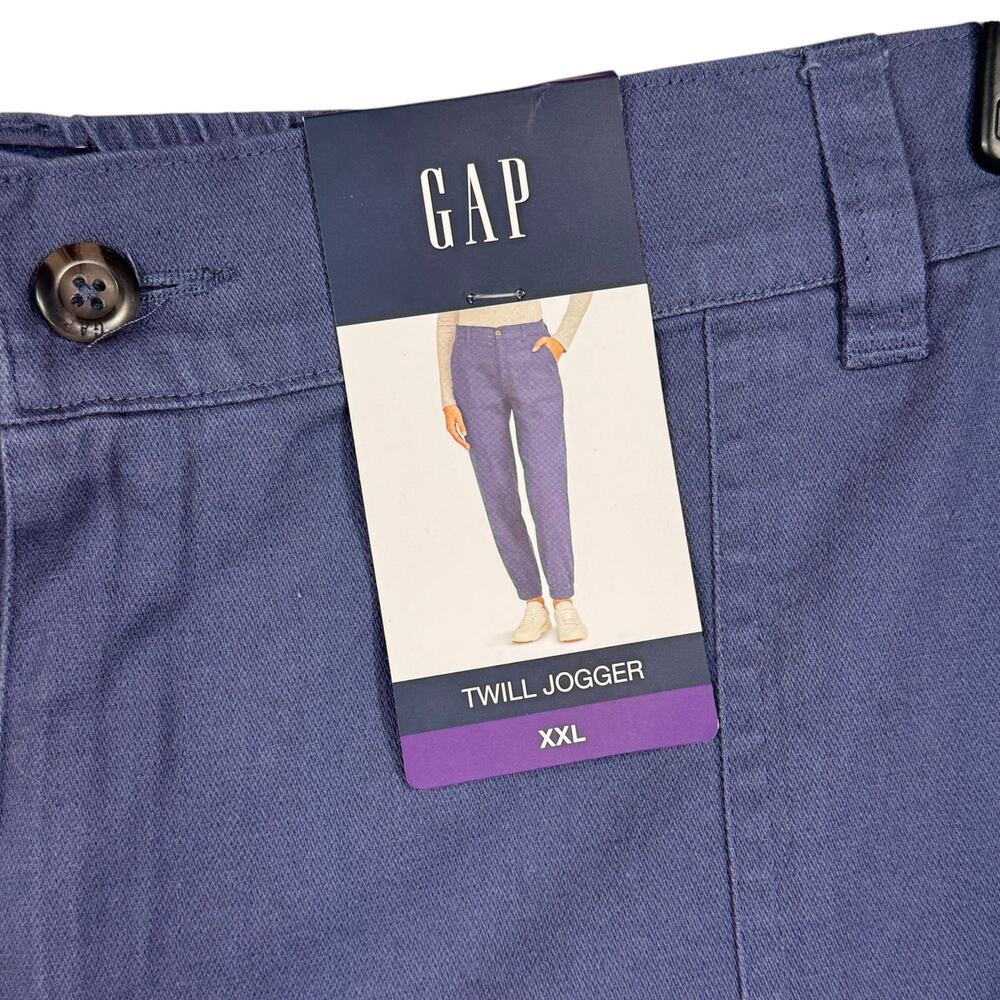 GAP XX-Large Twill Jogger Pants Pockets Zip-Fly Cuffed Hi-Rise Blue Indigo New - Picture 2 of 10